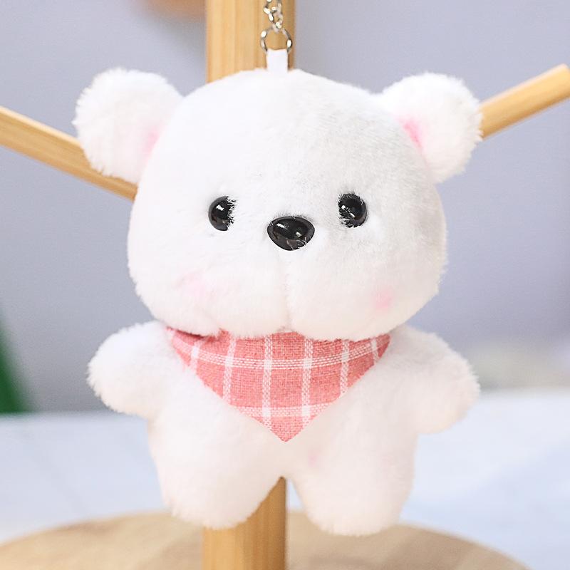 New Cute Plaid Scarf Bear Cartoon Plush Key Pendant Bear Animal Ornament Bag Accessories