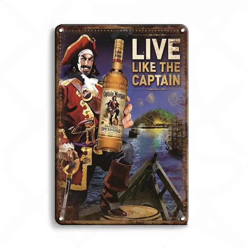 Vintage Trink-Rum Captain Morgan Blechschilder Poster Wanddeko Retro Metallschild Havana Club Bacardi Kraken Plakette Bar Kitsch
