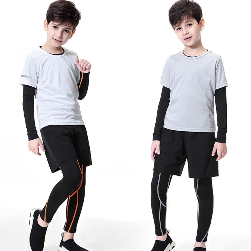 compression top and bottom long sleeve short sleeve training running winter [MIIFIT] Children's sportswear, wear, kids' set, shirt, shirt, shorts,