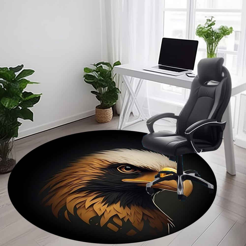 1pc Eagle Head Carpet, Round Non Slip Durable Large Size Office Carpet, Suitable for Office