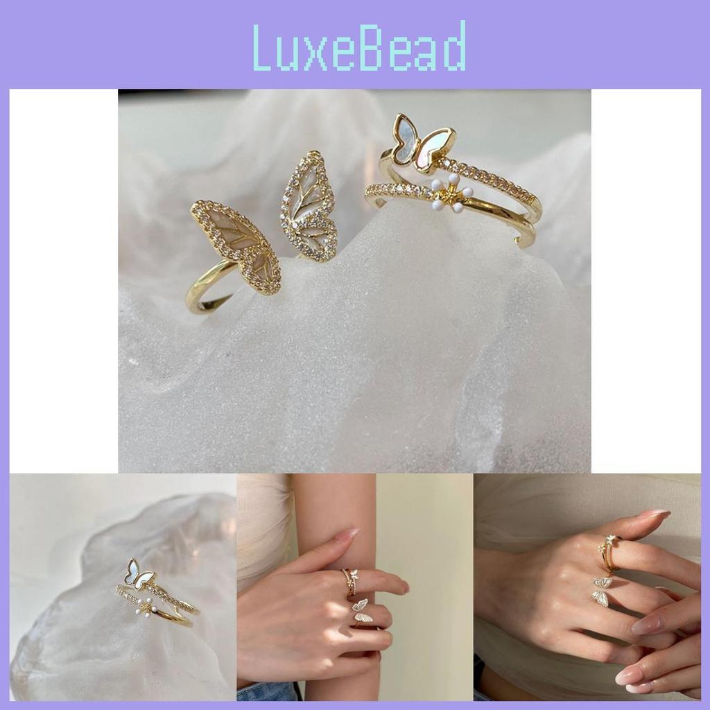 Exquisite White Mother Of Pearl Butterfly Ring For Women Elegant Geometric Design