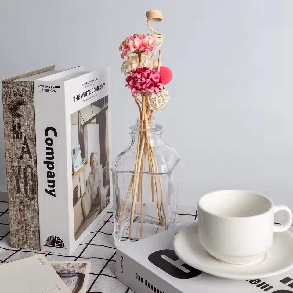NEW 11Pcs Hydrangea Flower Rattan Sticks Champagne/Pink - Flameless Fragrance Diffuser for DIY Home Decor & Ornaments