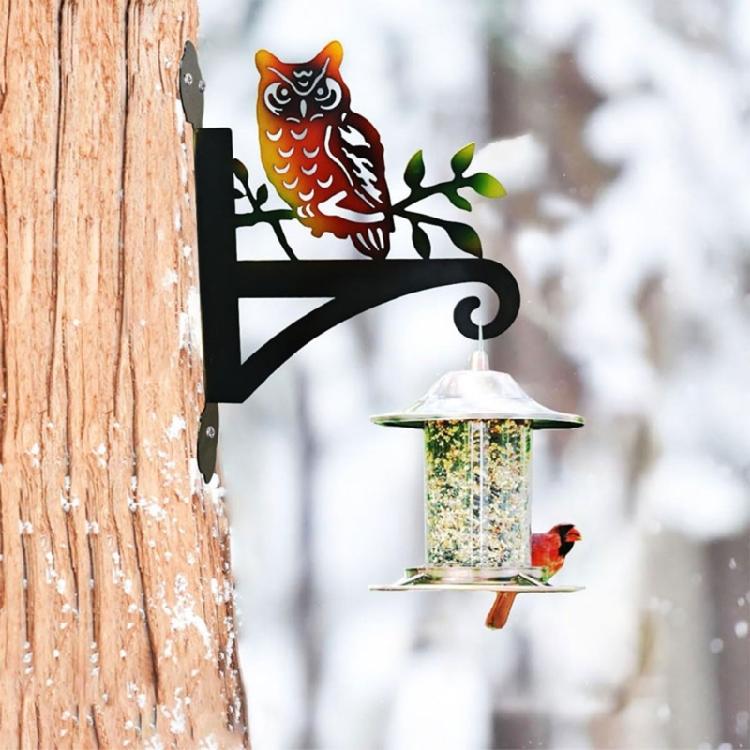 Iron Owl Design Plant Hangers Bracket Outdoor Indoor Wall Plant Hook Metal Bird Feeder Hangers for Planter Wind Chime