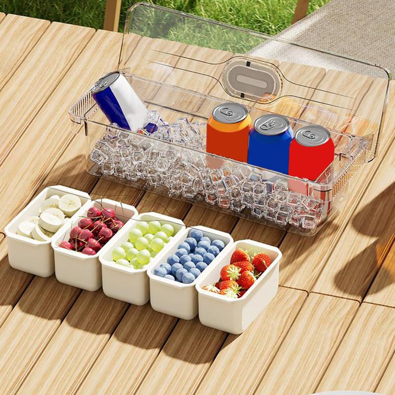 Fruit Storage Containers Multifunctional Snacks Container 5 Compartments Reusable Kitchen Supplies Snack Organizer For Daily Use