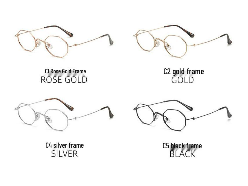 Extra malé brýlové obruby v univerzitním stylu z čistého titanu, 47mm mnohoúhelník, pro ženy s jednoduchým obličejem, model 98722 kompatibilní s dioptrickými čočkami