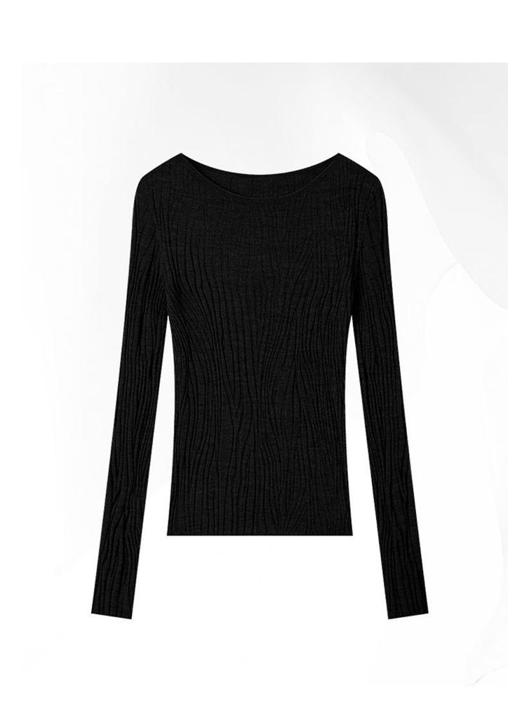 Women's Autumn & Winter Seamless Slim Fit Sweater - 100% Pure Yangtze Wool with Water Wave Texture, 18-Gauge Knit