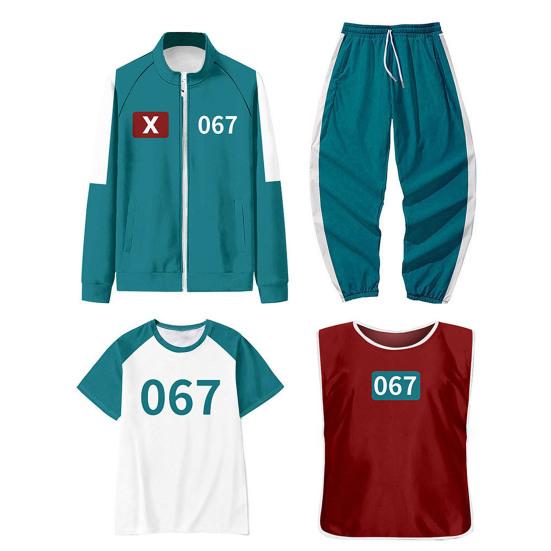 4 Pcs/Set Korean Game Cosplay Costume Squid Series Tracksuit Sweatshirt Jacket Pants