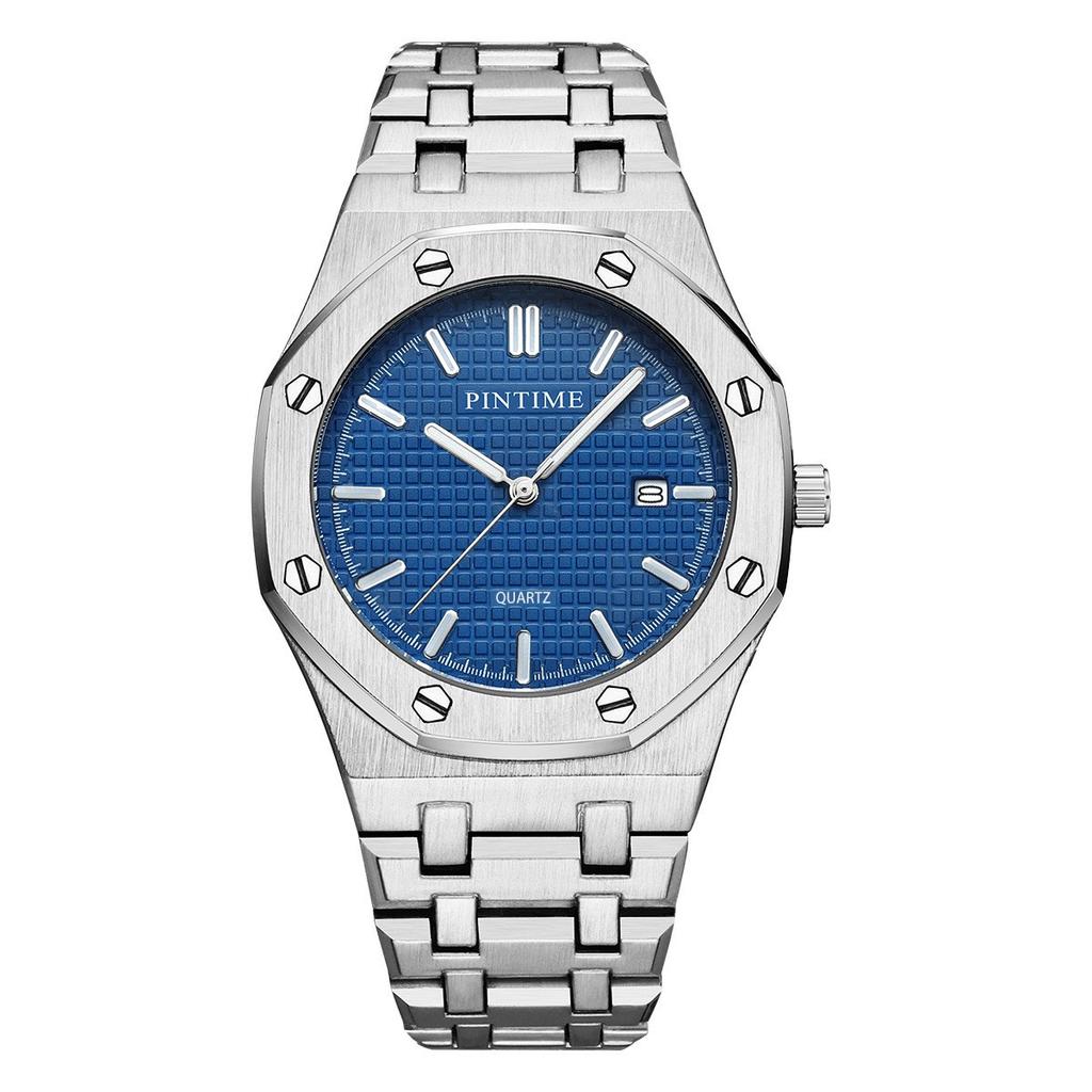 PINTIME Orologi da uomo di lusso automatici con data, impermeabili, luminosi, al quarzo, in acciaio inossidabile, sportivi.