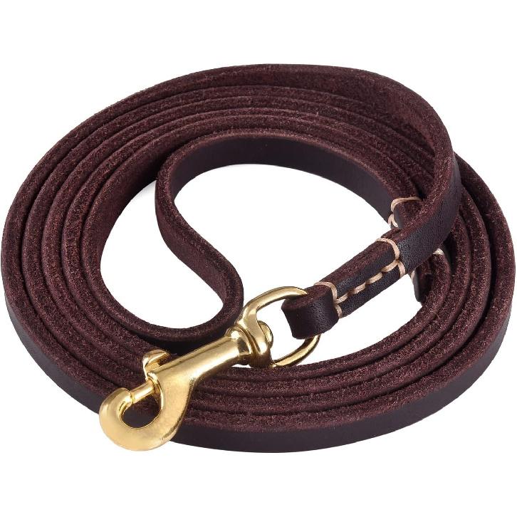 4FT / 5FT / 6FT Geninue Leather Leash for Small to Medium Dogs Training and Walking - Color Black/Brown