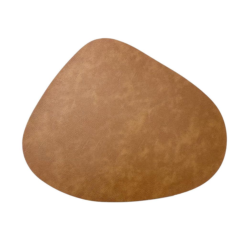 Nordic Cowhide Teardrop Leather Placemat, Double-Sided, Non-Slip PU Heat Insulation for Dining Tables