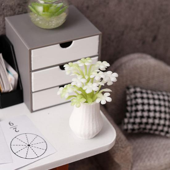 Mini Vase And Flowers 1:12 Scale Vase Miniature Tiny Table Centerpiece Flower Vase for Doll Mansion Living Room Decor