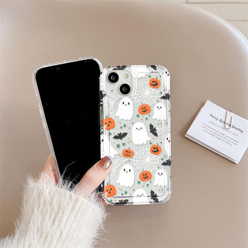 iPhone17 Halloween Ghost Drop-proof Airbag Phone Case for Apple 16Pro, 14/15, 13th Gen