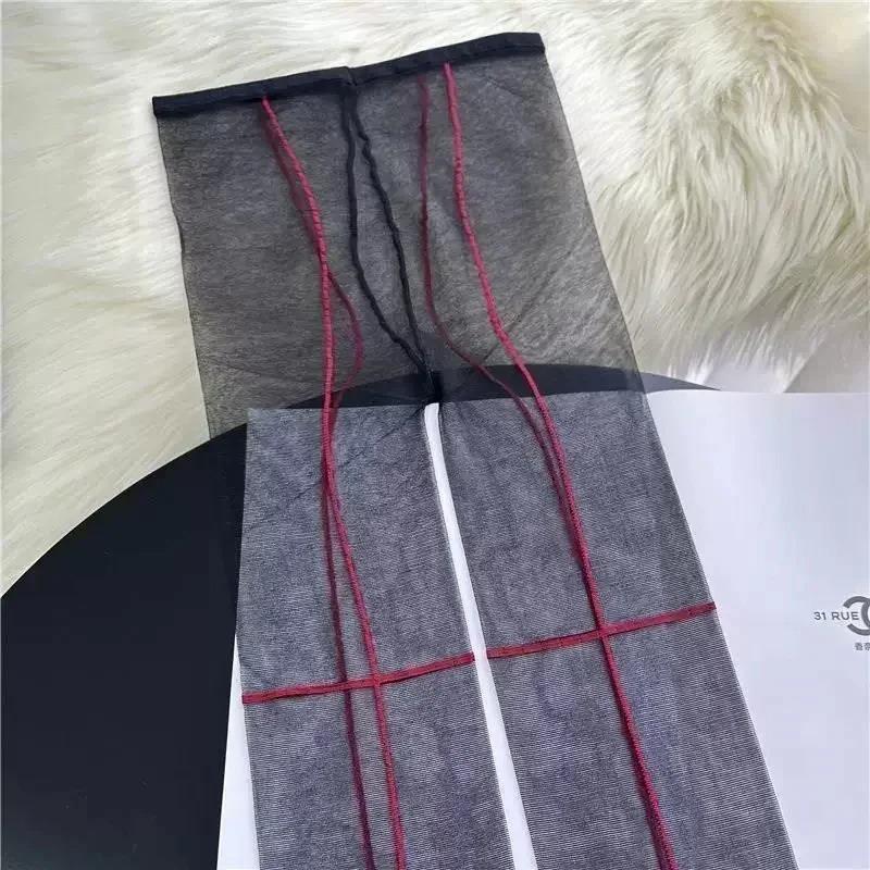 Women Sheer Tights Pantyhose Cross Line Pattern See Through Stockings Tights For Ballet Cosplay Stage