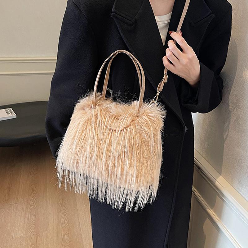 Furry Bags For Women's Fashion Women's Fur Tote Bags Y2K Handbag Versatile Designer Luxury Furry Bags Big Handbags Crossbody