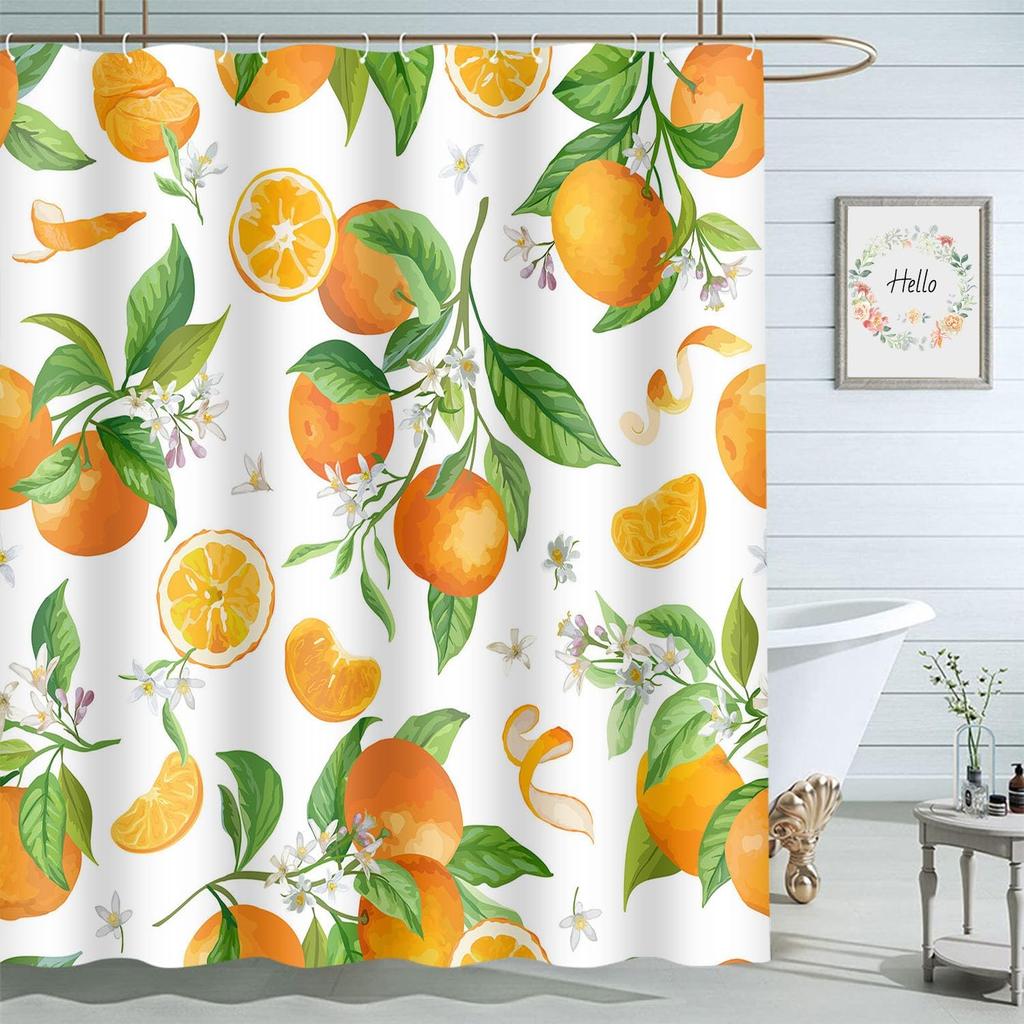 Moslion Red Strawberry Bathroom Curtains Fruit Slice Home Decoration Waterproof Fabric Shower Curtain with Hooks 72x72 Inch