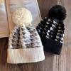Knit Hat For Women With Vintage Houndstooth Pattern And Warmth For Autumn Winter Fashion