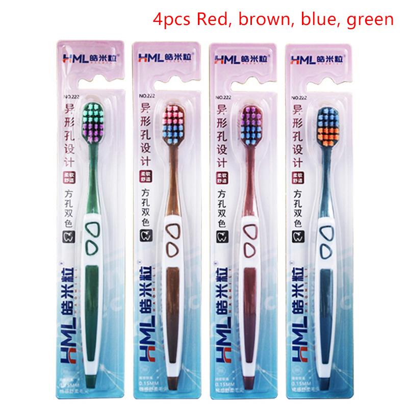 

4 Packs High-End Caring Soft Nylon Bristle Toothbrush Set, Ergonomic Handle, Ideal Choice For Travel And Hotels A5