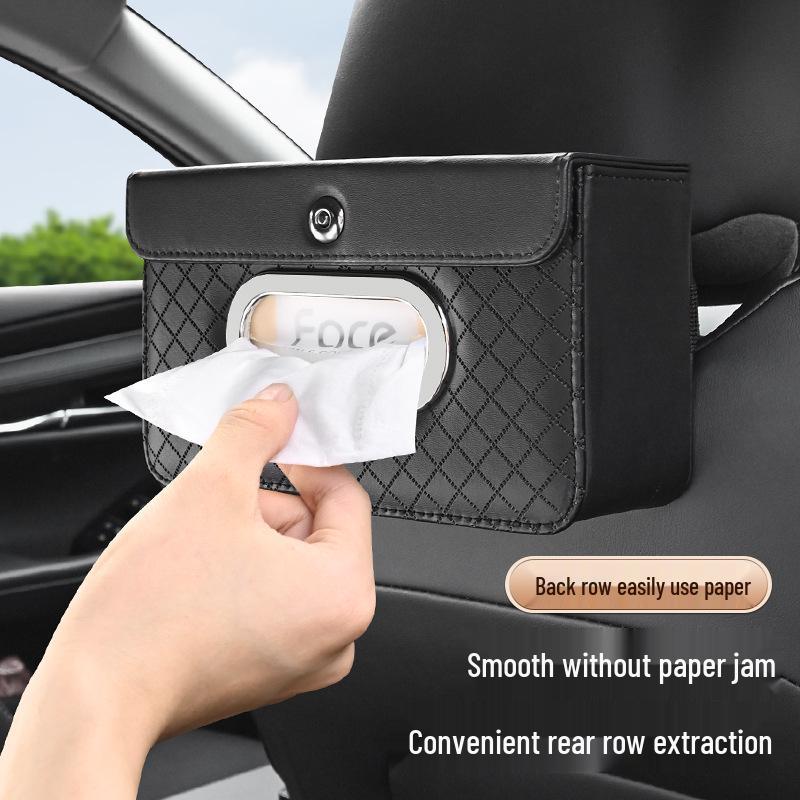 Car Tissue Box: Sun Visor/Seat Back Mountable