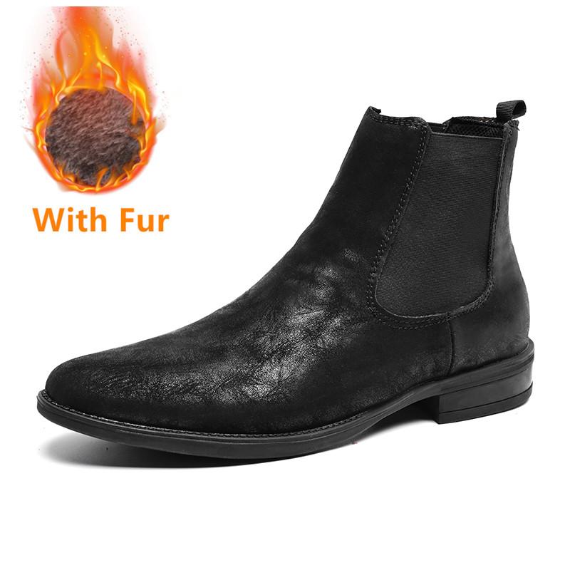 Fashion New Winter Plus Ankle Boot Men Mens Slip On Shoes Men Casual Business Chelsea Boots Handmade Leather Fashion Motorcycle Boots