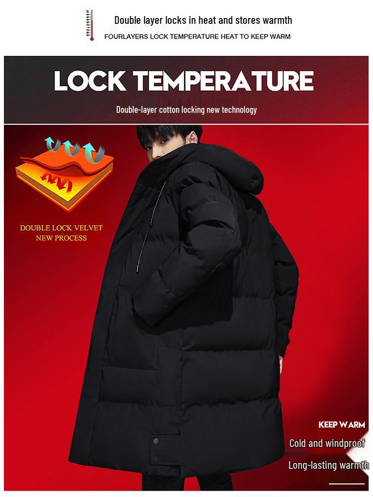 Men's Winter Mid-Length Cotton Padded Jacket: Trendy, Thick, Plus Size