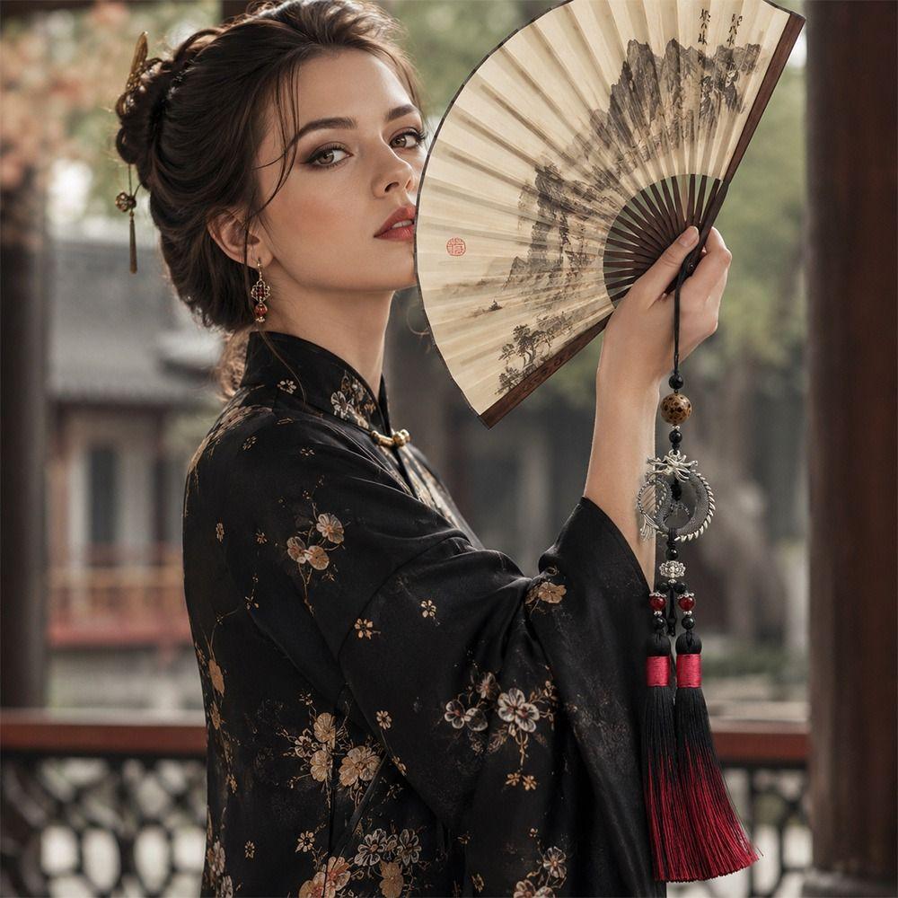 New Alloy Chinese Style Pendant DIY Tassel Ornament Lightweight Ancient Fan Pendant Drop Style Hanging Ornament