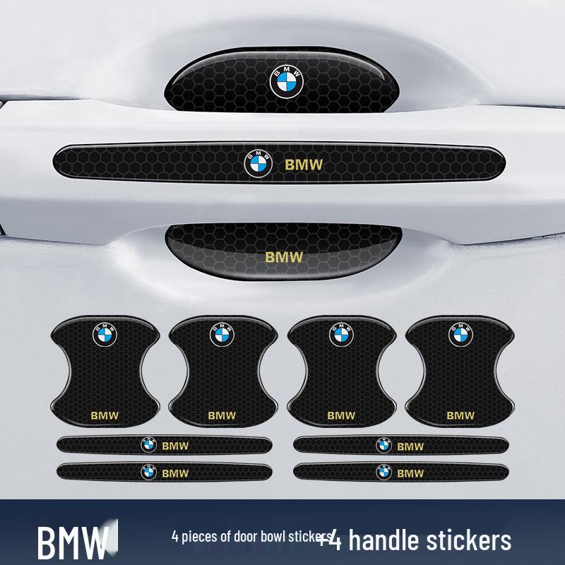 Black Reflective Rhombus Car Door Handle Protector: Anti-collision, Anti-scratch, Wear-resistant Sticker