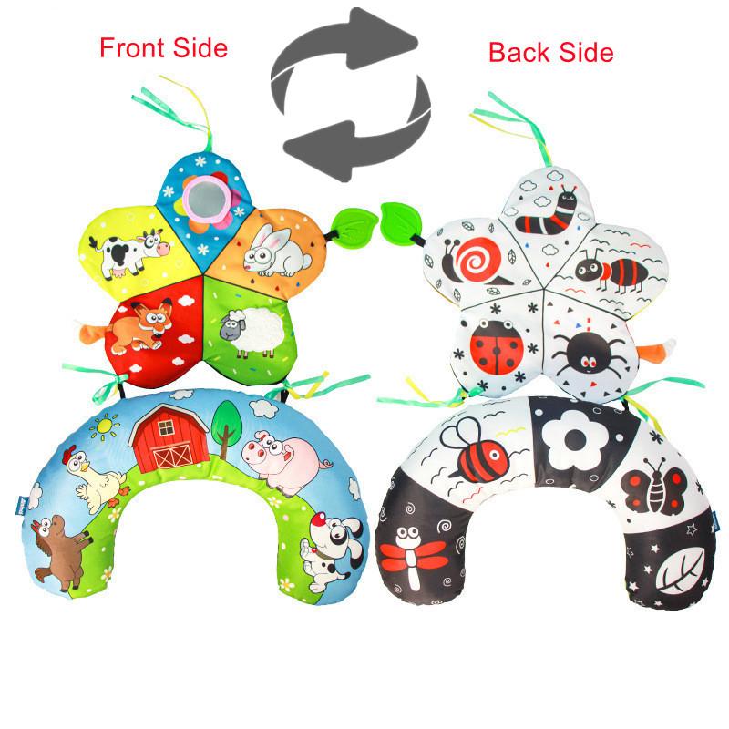 Jouets Jouets Coussin pour le Ventre Noir et Blanc Haut Contraste Bébé Montessori Miroir d'Apprentissage pour Nourrisson Nouveau-né 0 6 12 Mois