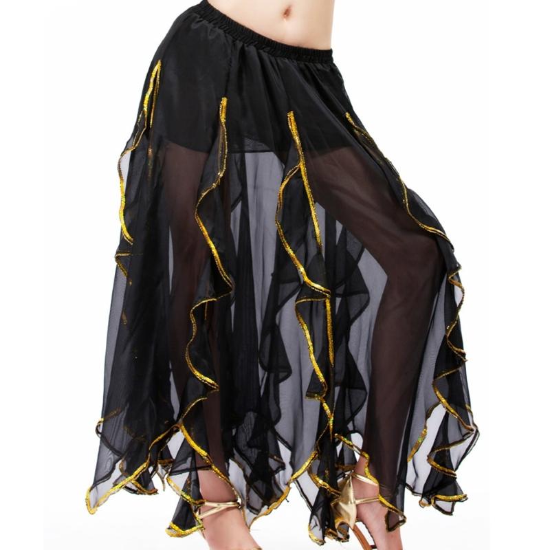 Bauchtanzkostüm für Damen Bauchtanzrock Chiffon Rüschen Maxirock Bauchtänzerin Outfit Halloween Kostüme
