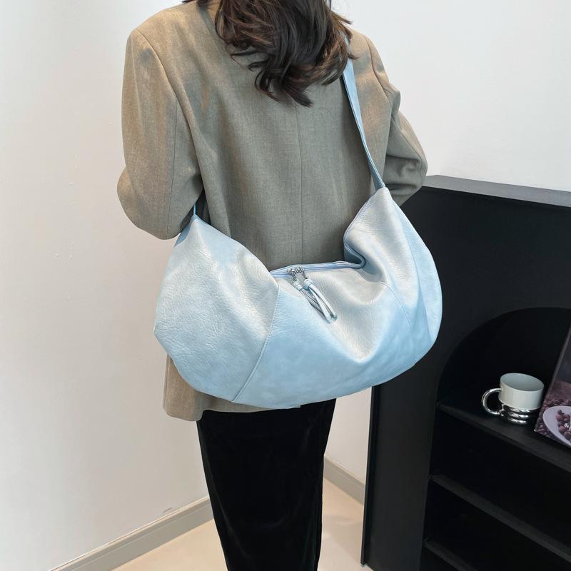 Retro Crossbody Dumpling Bag Capacity PU Soft Leather Simple Casual New Shoulder Bag
