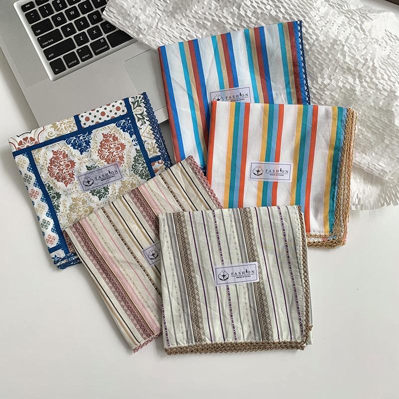 Headscarf summer women's pastoral art small floral versatile decorative small scarf silk scarf square scarf high-end hair accessories headgear