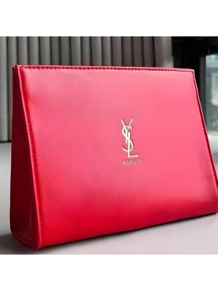 YSL Women's Makeup Storage Bag, Made of Leather, with a Large Capacity, Convenient To Carry, and Features a Simple Yet Elegant Design.
