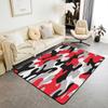 Red Black Gray Camouflage Print Area Rug, Non-Slip Floor Mat for Living Room Bedroom, Stylish Camo Design Home Decor Carpet