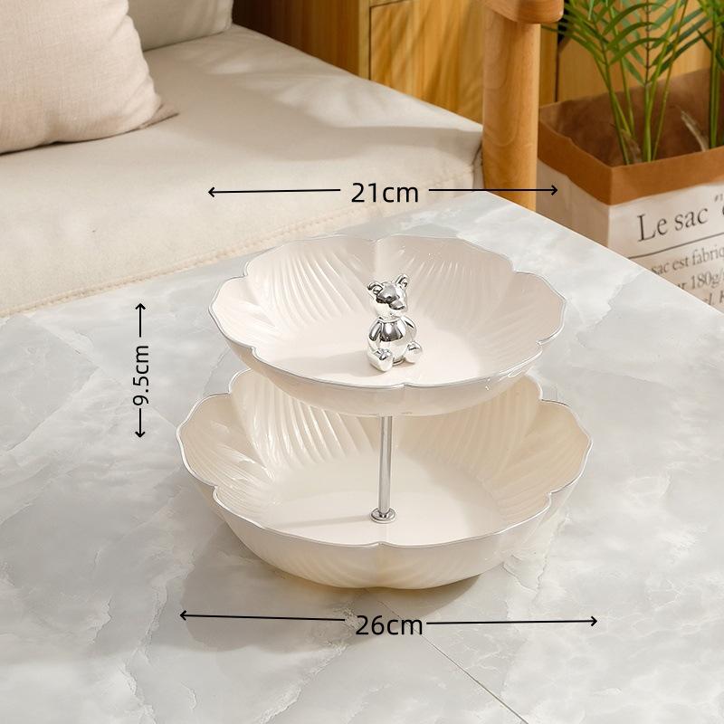 Exquisite Bear Fruit Plate: Multi-Layer Dessert & Candy Display for Luxurious Living Rooms.