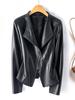 Women's Plus Size Slimming Leather Motorcycle Jacket with Lapel, Multi-color