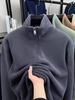 Herren Uni-Farbe Stehkragen Fleece Hoodie, Herbst/Winter 2025 Warm Langarm Halbreißverschluss Oberteil