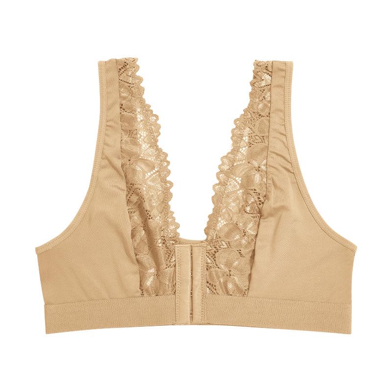 Women's Sexy French Lace Seamless Front Buckle Bra