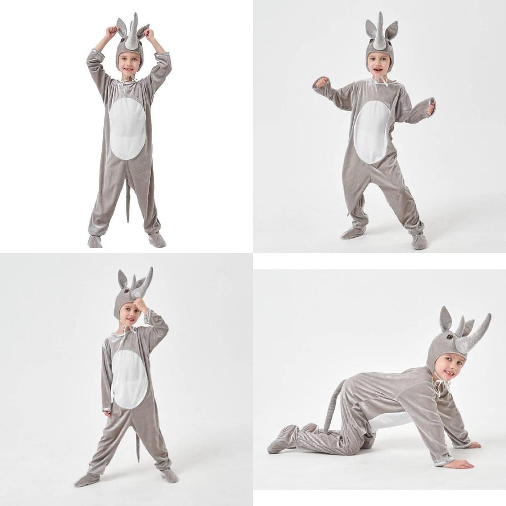 Cute Unisex Childrens Rhinoceros Animal Costume For Halloween Or Role Play In Polyester