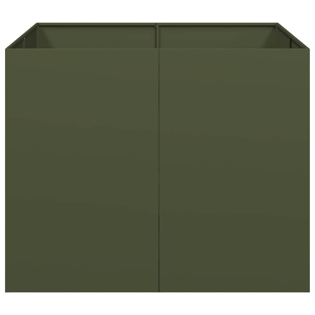 Olive-Green Pot 100X100X80 Cm Steel