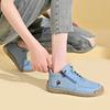 Women's Sneakers Round Toe Leather Shoes Fashion Casual Solid Color Zipper Boots