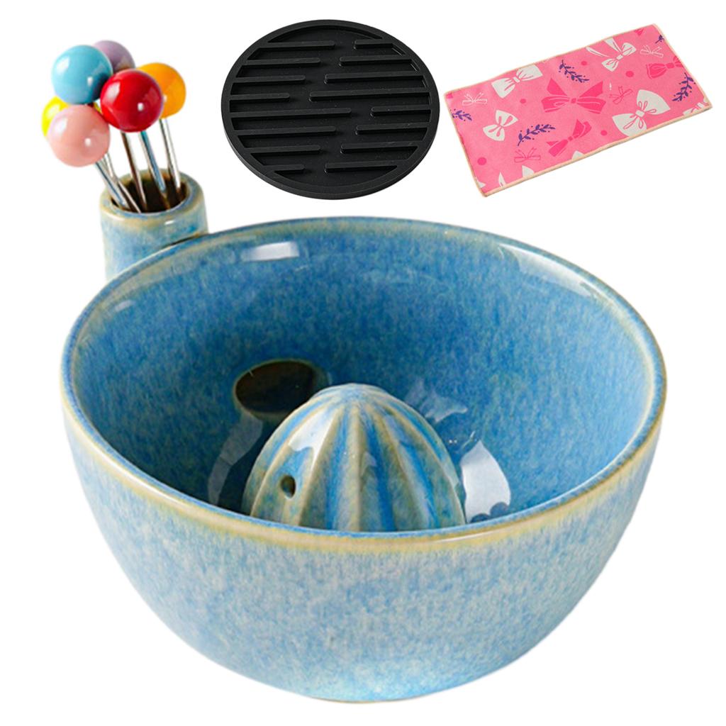 5-Piece Ceramic Berry Washing Bowl with Built-In Spinner Strainer Fruit Vegetable Kitchen Prep