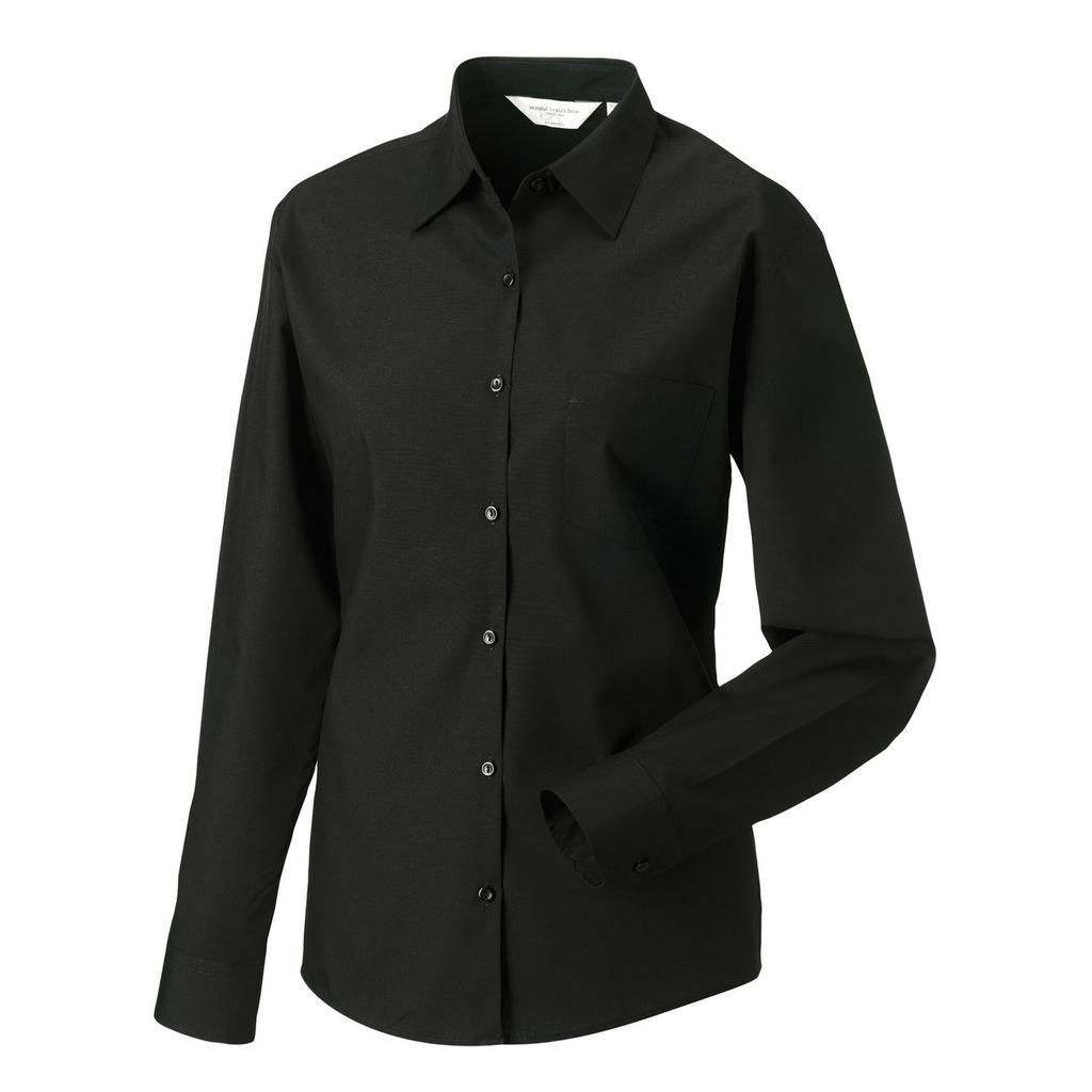 Russell Collection Womens/Ladies Poplin Easy-Care Long-Sleeved Formal Shirt