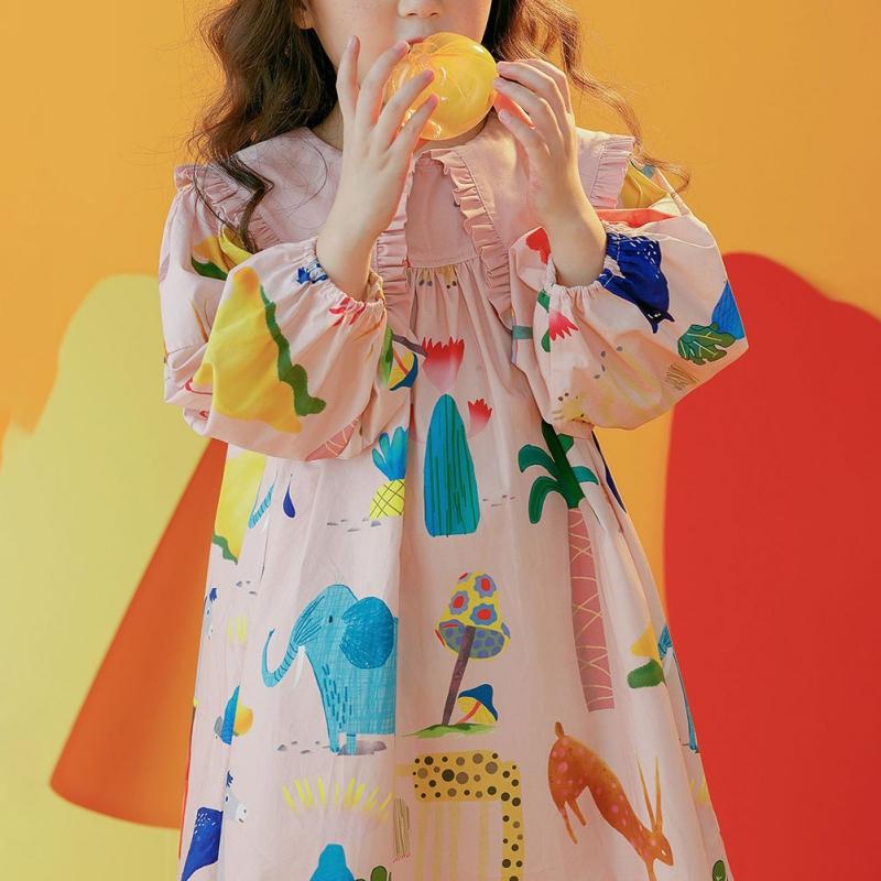 Girls' Long Sleeved Dress Puff Sleeve Princess Dress