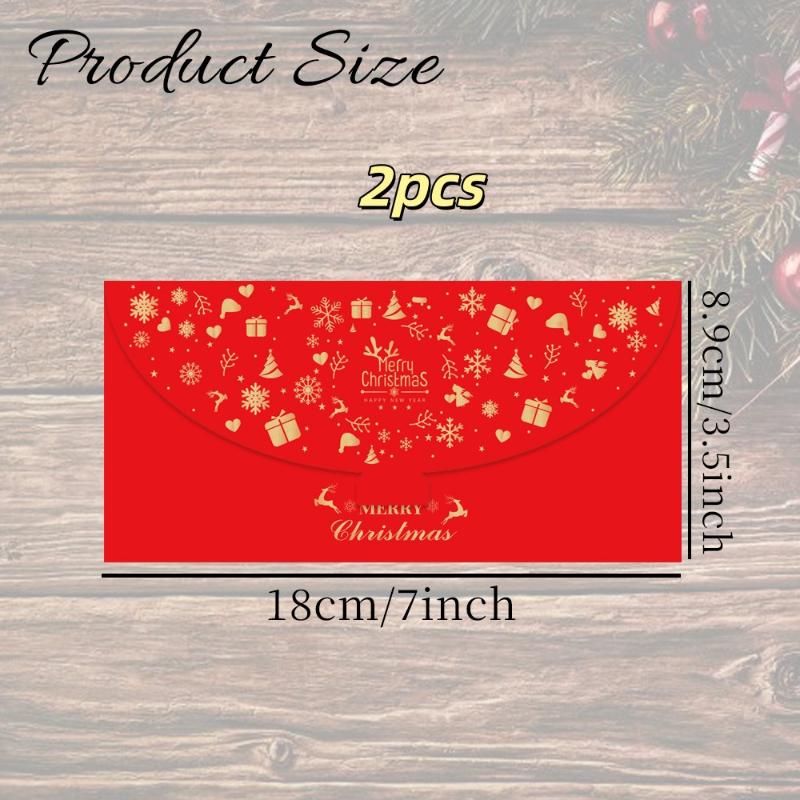 2/5Pcs Gold Foil Designed Red Envelope Bags Christmas Blessing Lucky Money Bags Christmas Party Supplies Happy New Year Gifts