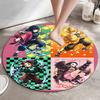 Classic Japanese-style Cartoon Demon Slayer Round Rug, Home Soft Decorative Anti-slip Yoga Mat and Chair Mat, Outdoor Floor Mat Carpet K12