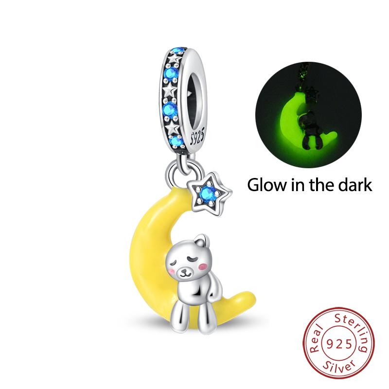 Nightglow Star Moon Pendants Fit Qikaola Bracelets Copper Creative Garden Mushroom Snail Clover Charms Diy Jewelry