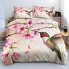 Hummingbird Flower Quilt Cover Bedding Digital Independent Station Kit Three-Piece Set