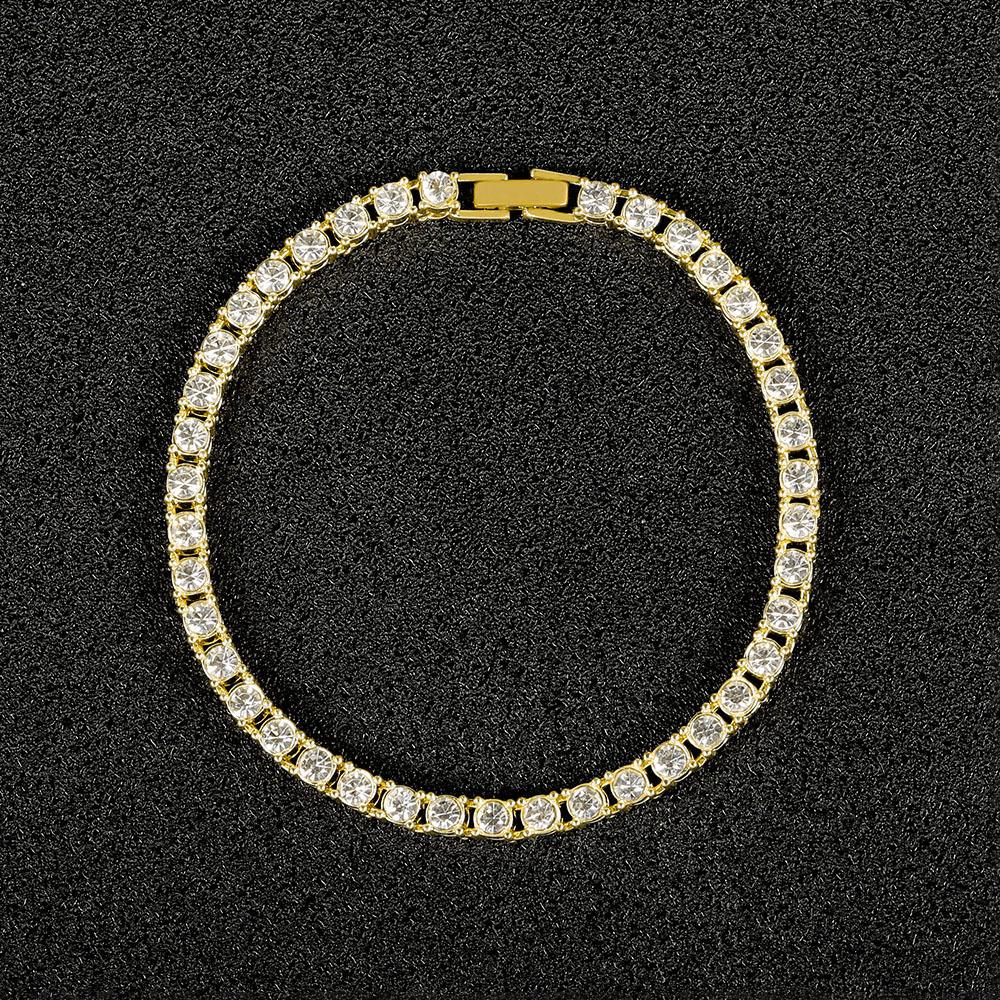 Unisex Hip-Hop Tennis Chain Necklace and Bracelet with Full Diamond Design