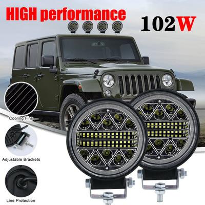 Faro da lavoro per auto a LED da 4 pollici 102W con modalità stroboscopica per camion barca ATV Jeep trattore fuoristrada 4x4 Barra faro a LED 12V 24V