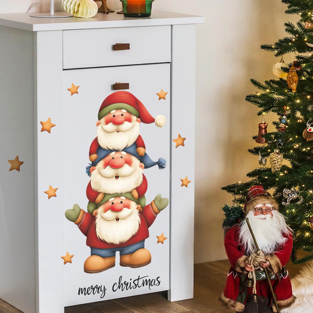 Cartoon Cute Dwarfs and Star Home Christmas Atmosphere Decorative Wall Stickers