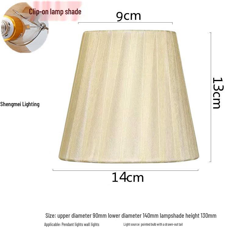 European Crystal Chandelier Fabric Lampshade, Clip-On, E27 Large Base, E14 Candle Bulb, Wall Light Shell Shade